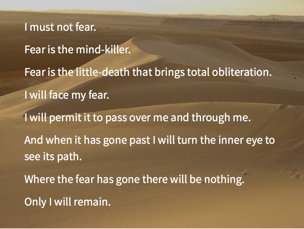 I must not fear. Fear is the mind killer.